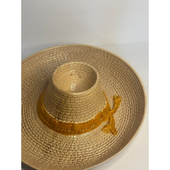 VINTAGE Western Pottery Ceramic Sombrero Hat Chips/Salsa Dish Decorative Party - Picture 4 of 8